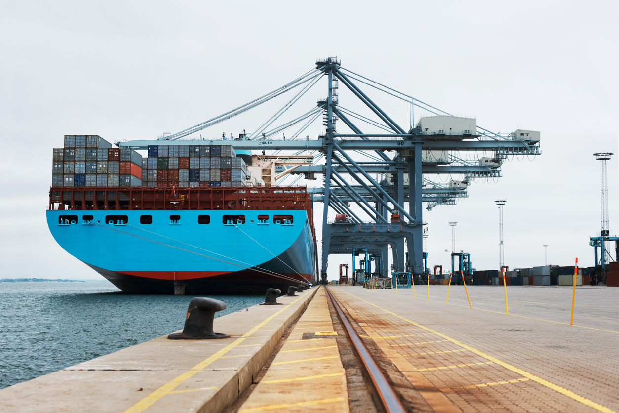 A massive cargo ship